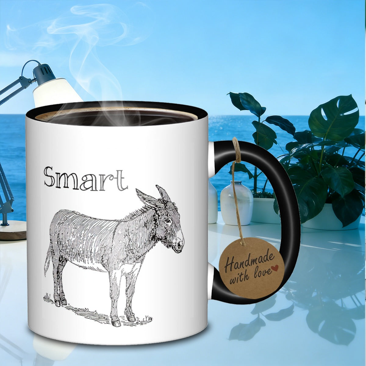 Tailorly Black Accent 11 oz Mug - smart donkey sketch