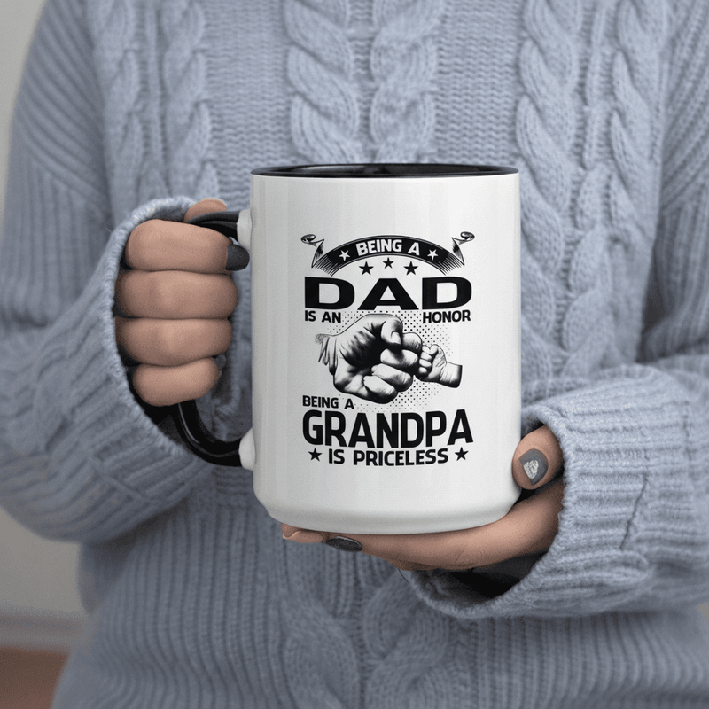 Tailorly Black Accent 11 oz Mug - Being a Dad Is an Being a Grandpa Is 11Oz Printed Ceramic Mug Coffee Cups Scratch-Resistant Print Microwave Safe