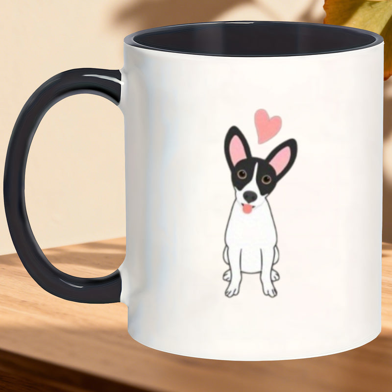 Tailorly Black Accent 11 oz Mug - white rat terrier illustration