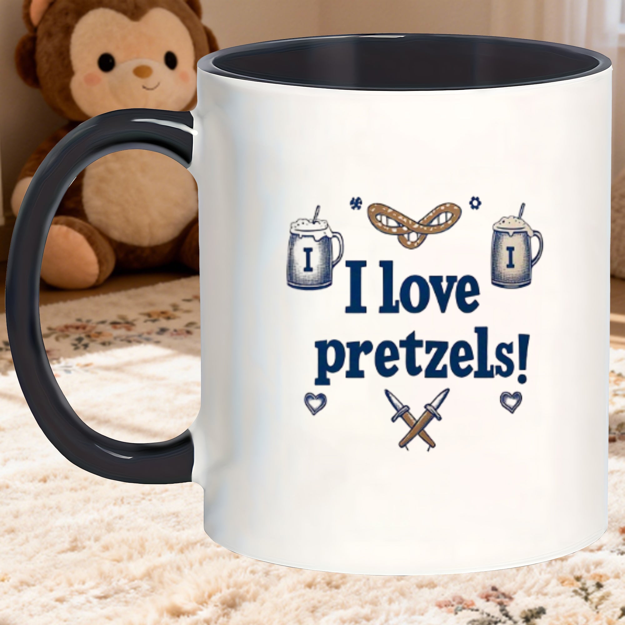 Tailorly Black Accent 11 oz Mug - pretzels birthdays office