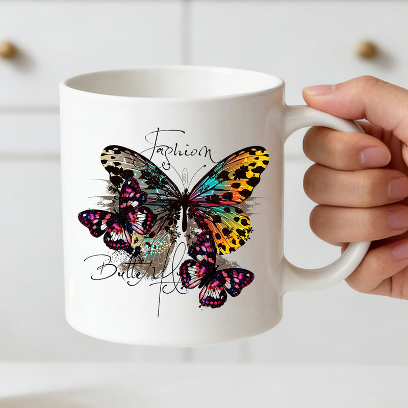 Tailorly White Ceramic 11 oz Mug - boho insect watercolor pattern
