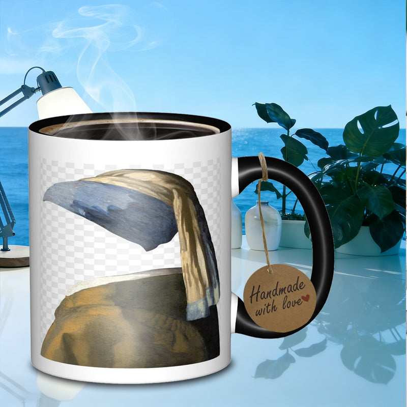 Tailorly Black Accent 11 oz Mug - girl with a turban