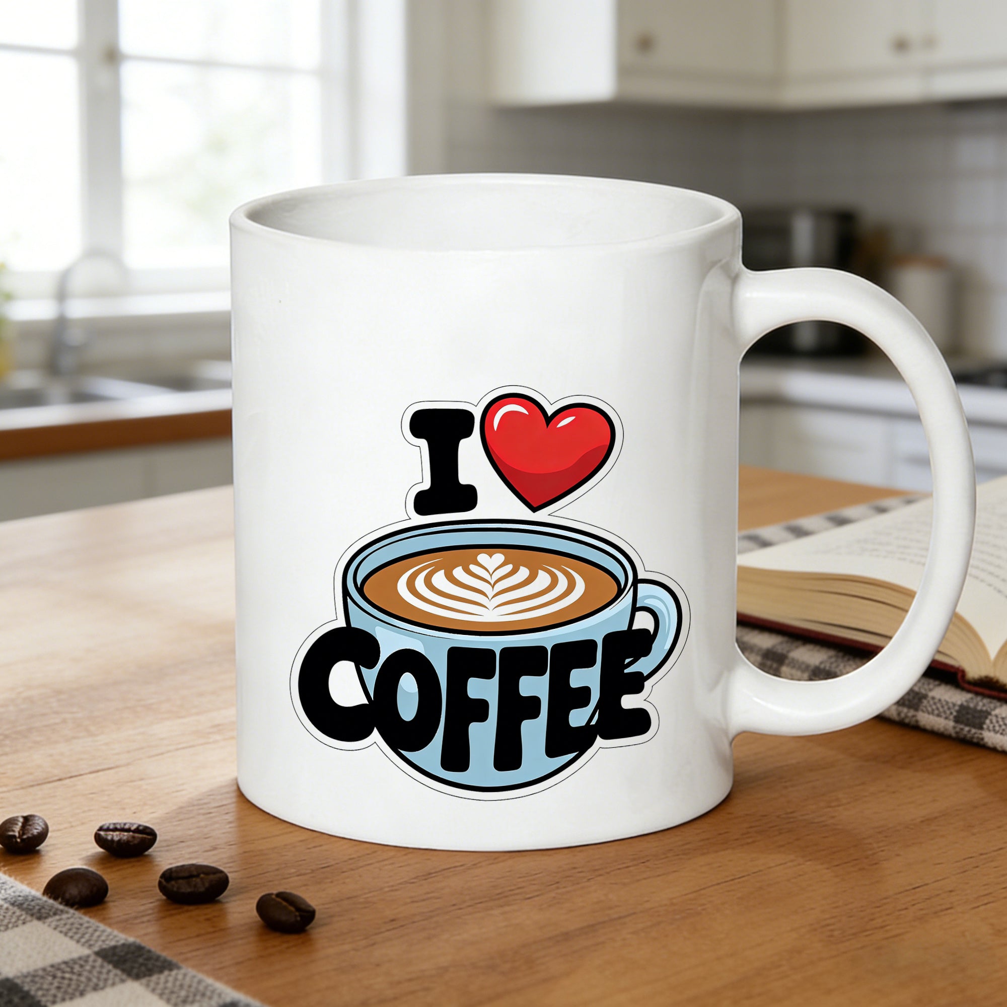 Tailorly White Ceramic 11 oz Mug - latte art