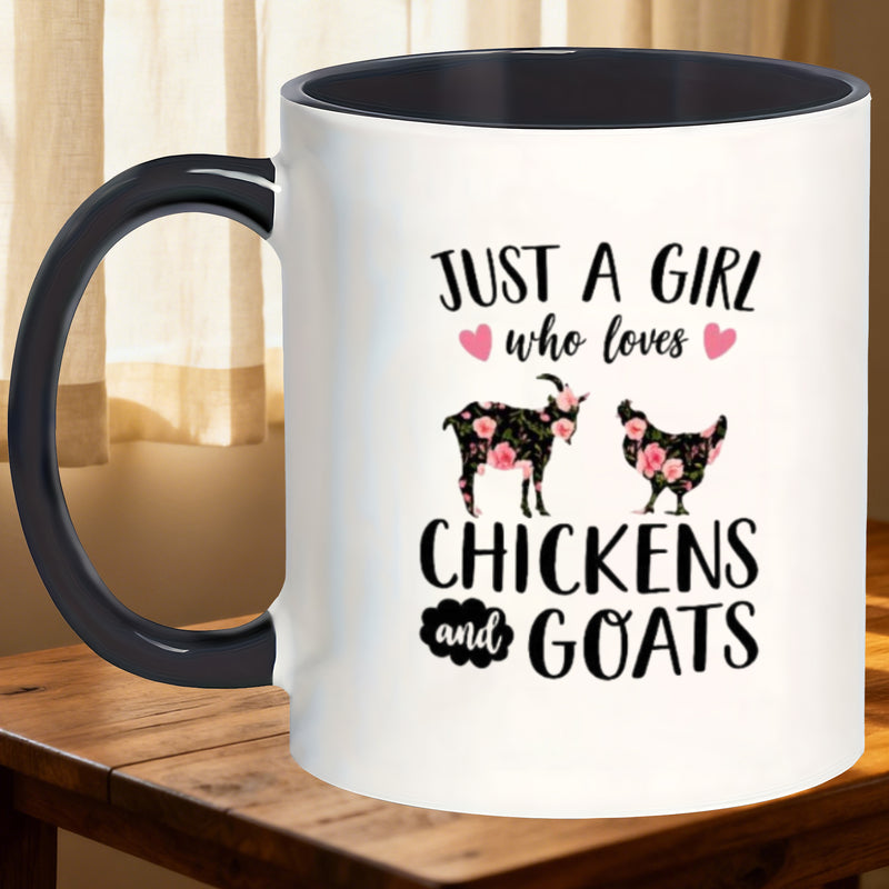 Tailorly Black Accent 11 oz Mug - design chickens