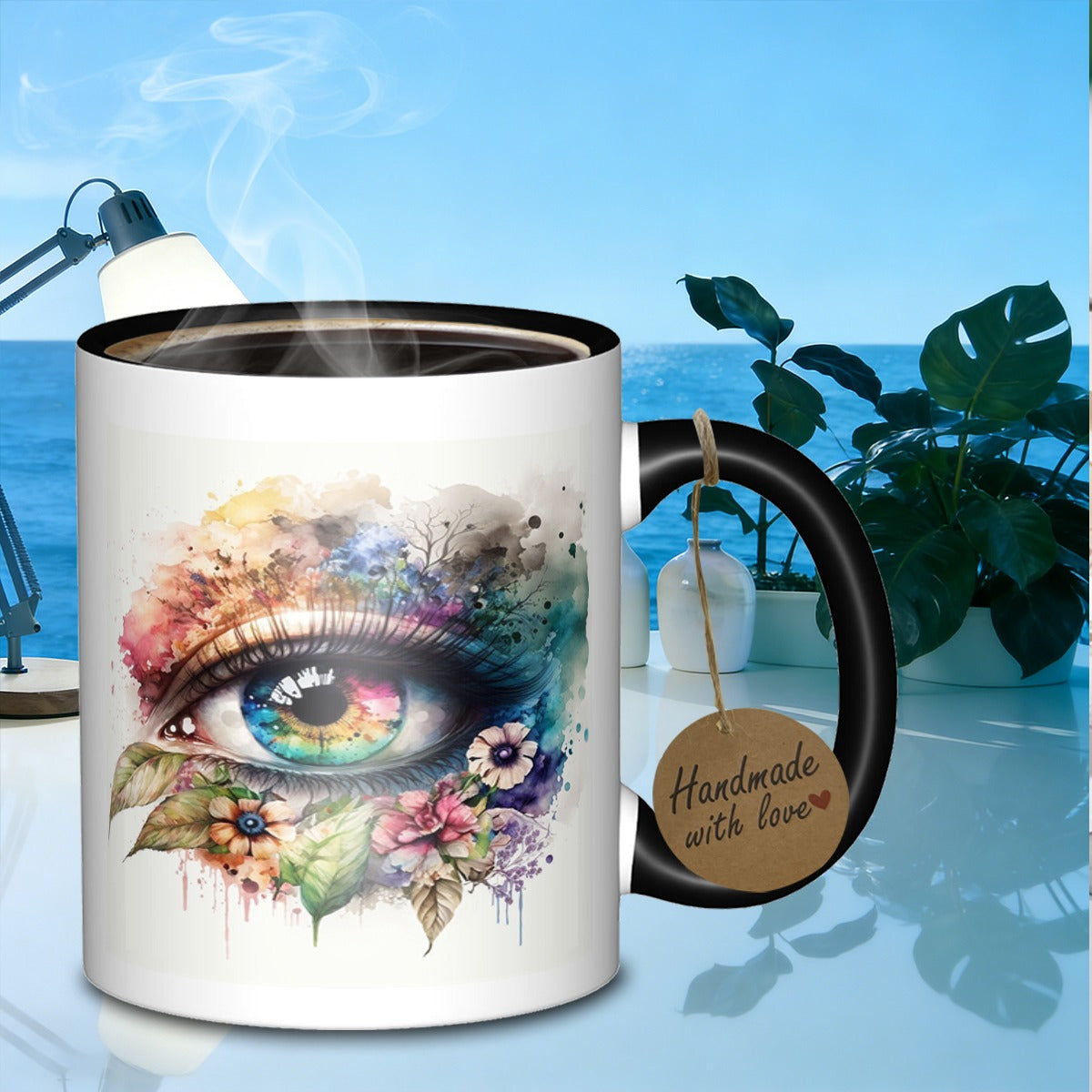 Tailorly Black Accent 11 oz Mug - floral