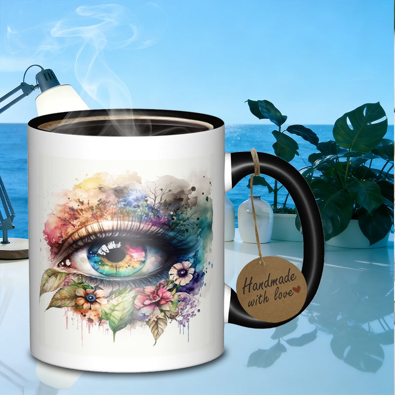 Tailorly Black Accent 11 oz Mug - floral