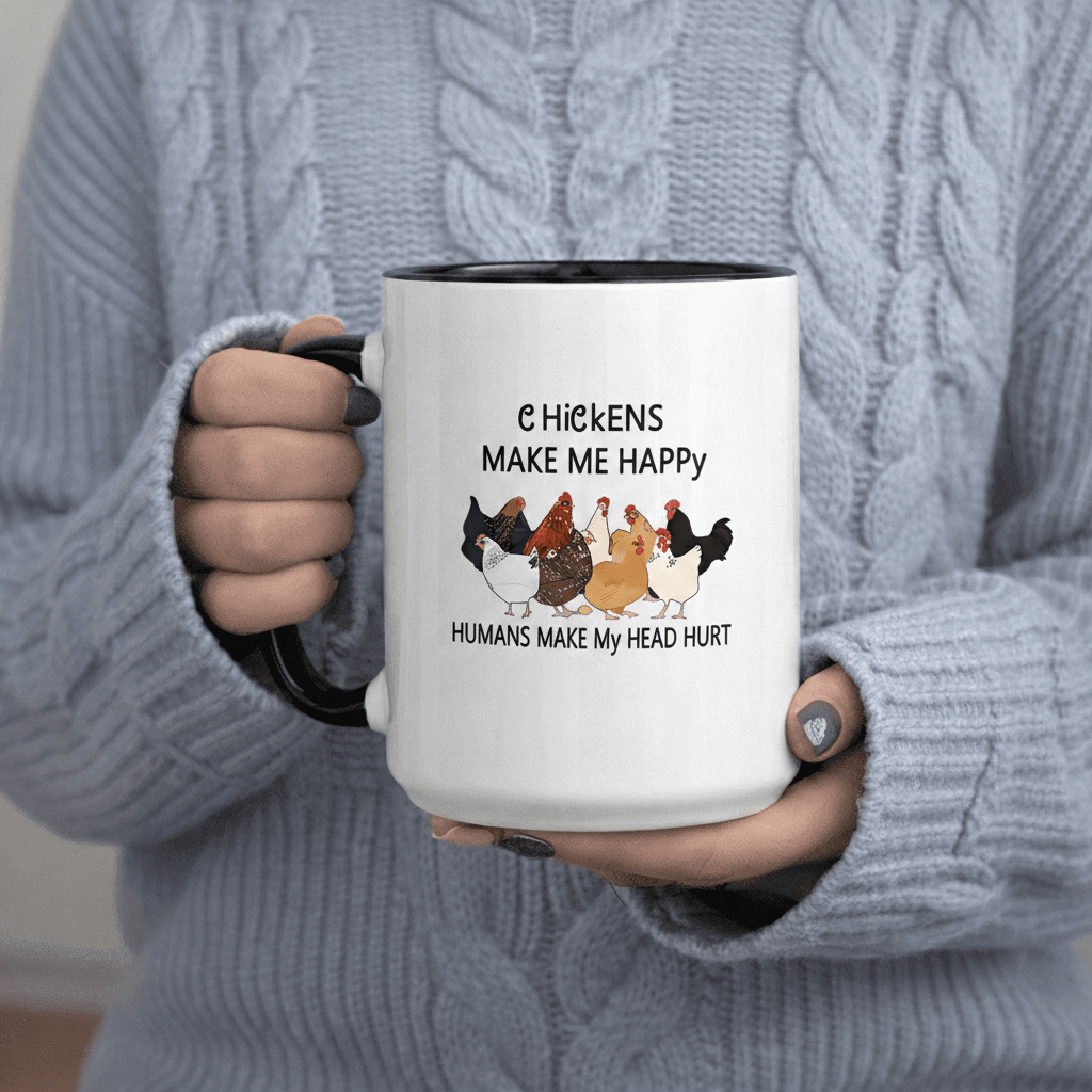 Tailorly Black Accent 11 oz Mug - Chickens Make Hurt