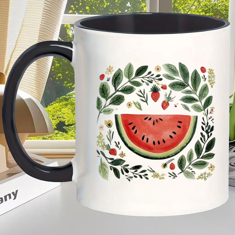 Tailorly Black Accent 11 oz Mug - watermelon strawberry