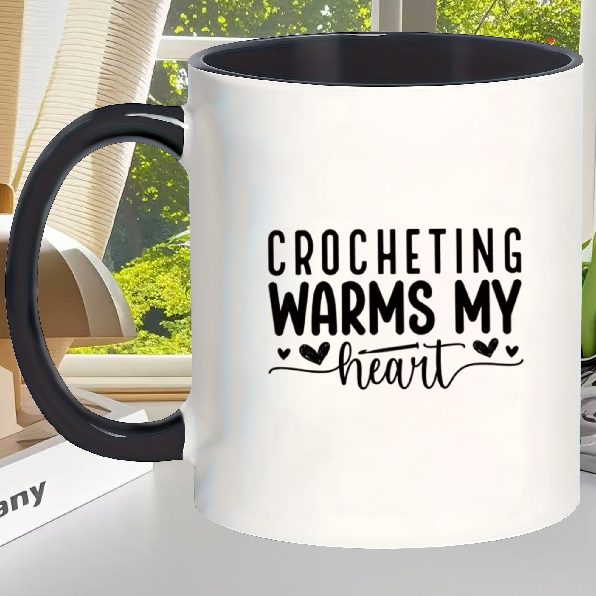 Tailorly Black Accent 11 oz Mug - minimalist daily crocheting enthusiasts text