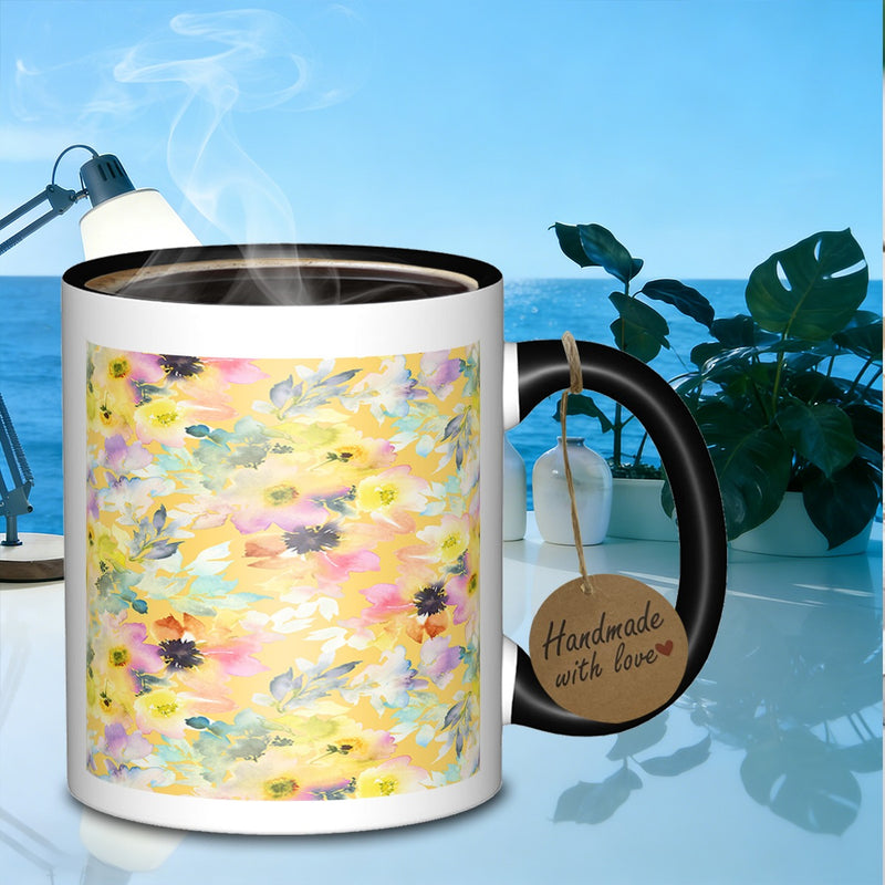 Tailorly Black Accent 11 oz Mug - floral watercolor design