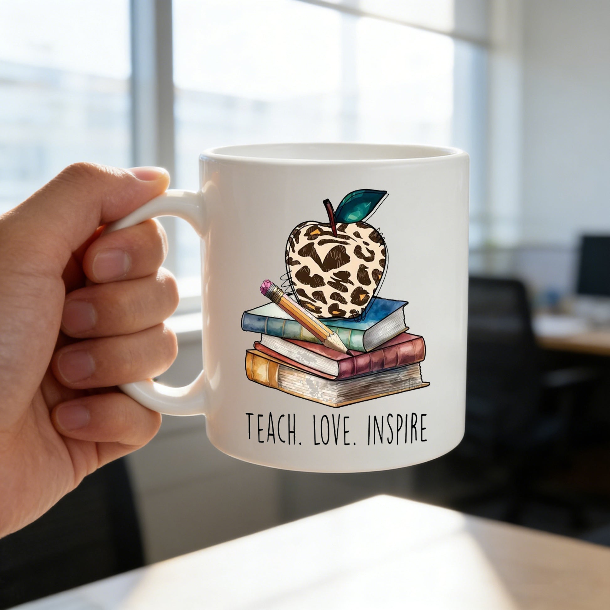 Tailorly White Ceramic 11 oz Mug - leopard print