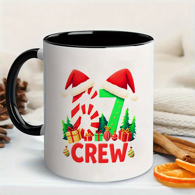 Tailorly Black Accent 11 oz Mug - santa hats candy canes presents