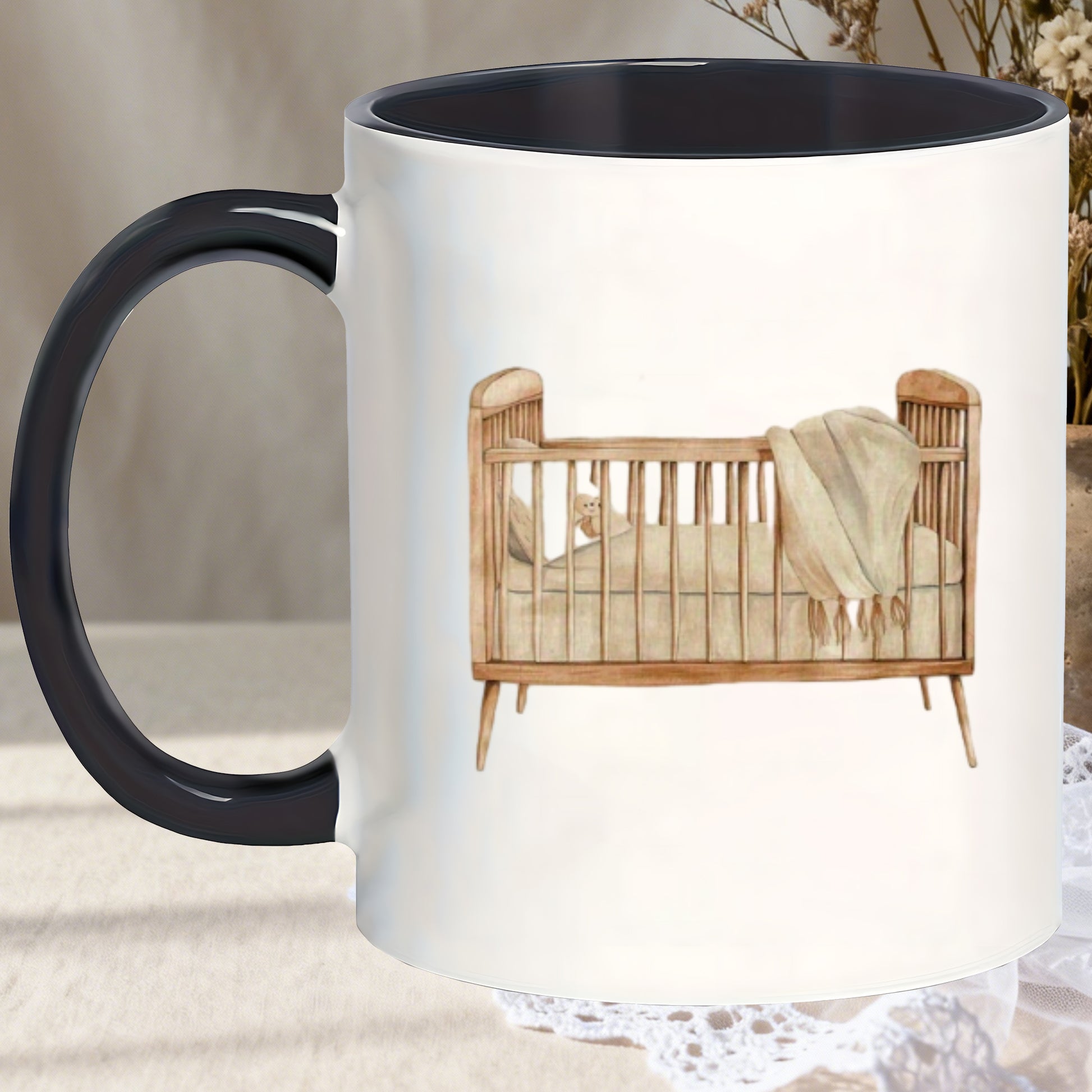 Tailorly Black Accent 11 oz Mug - nursery scene