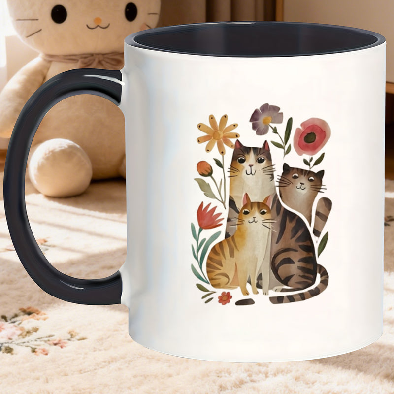 Tailorly Black Accent 11 oz Mug - cute cats