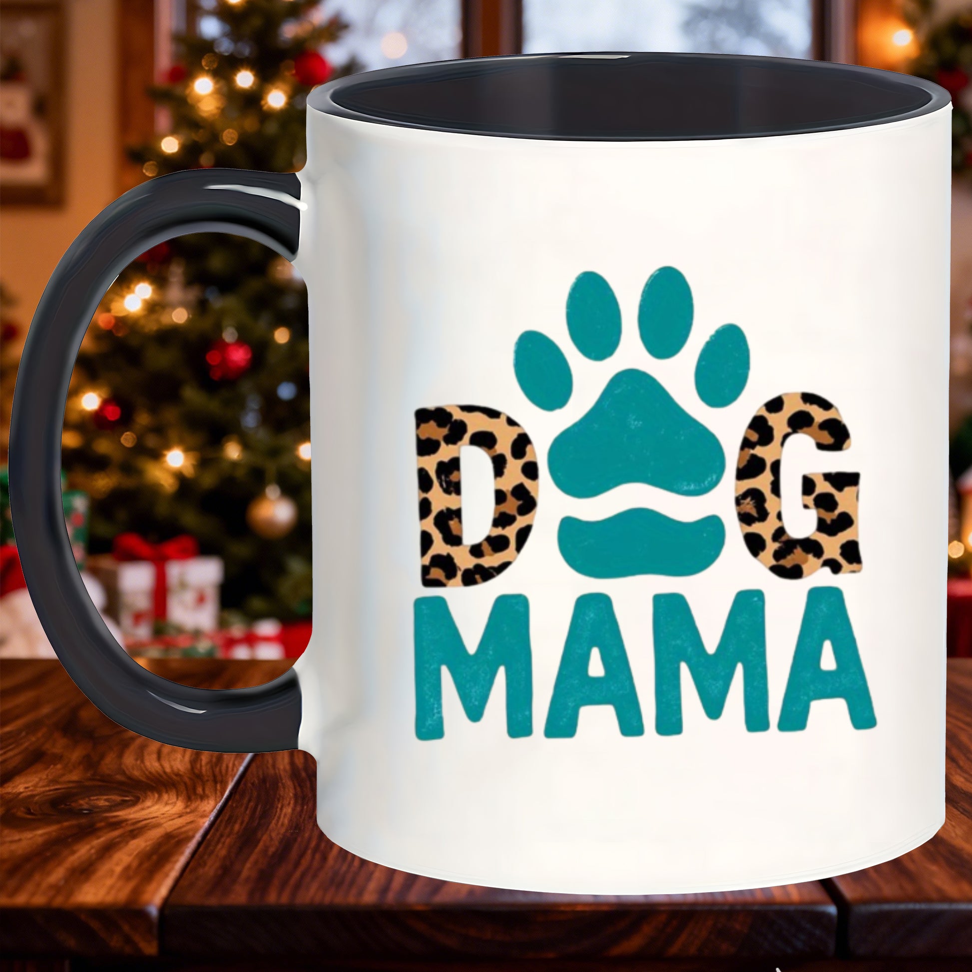 Tailorly Black Accent 11 oz Mug - bohemian style resistant mugs for dog moms coffee in the tea at the dinner table or during a movie