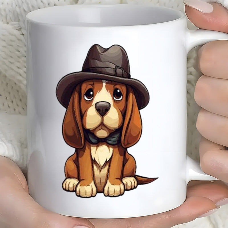 Tailorly White Ceramic 11 oz Mug - beagle dog face