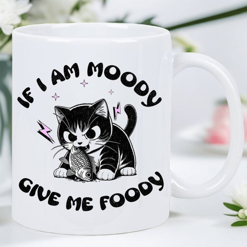 Tailorly White Ceramic 11 oz Mug - kitten face with text "if im give me"