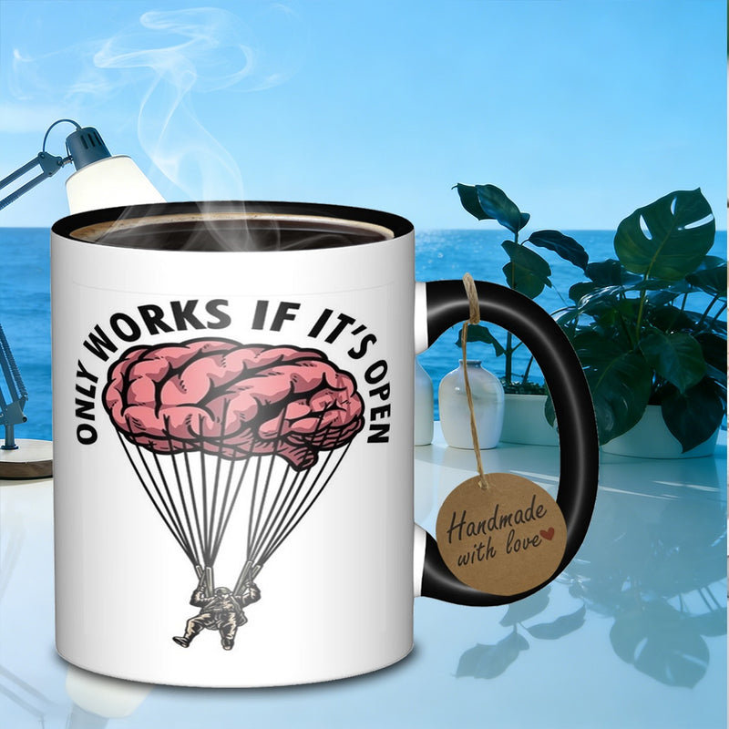 Tailorly Black Accent 11 oz Mug - brain parachute jumpfunctional