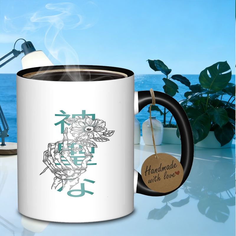 Tailorly Black Accent 11 oz Mug - skeleton hand