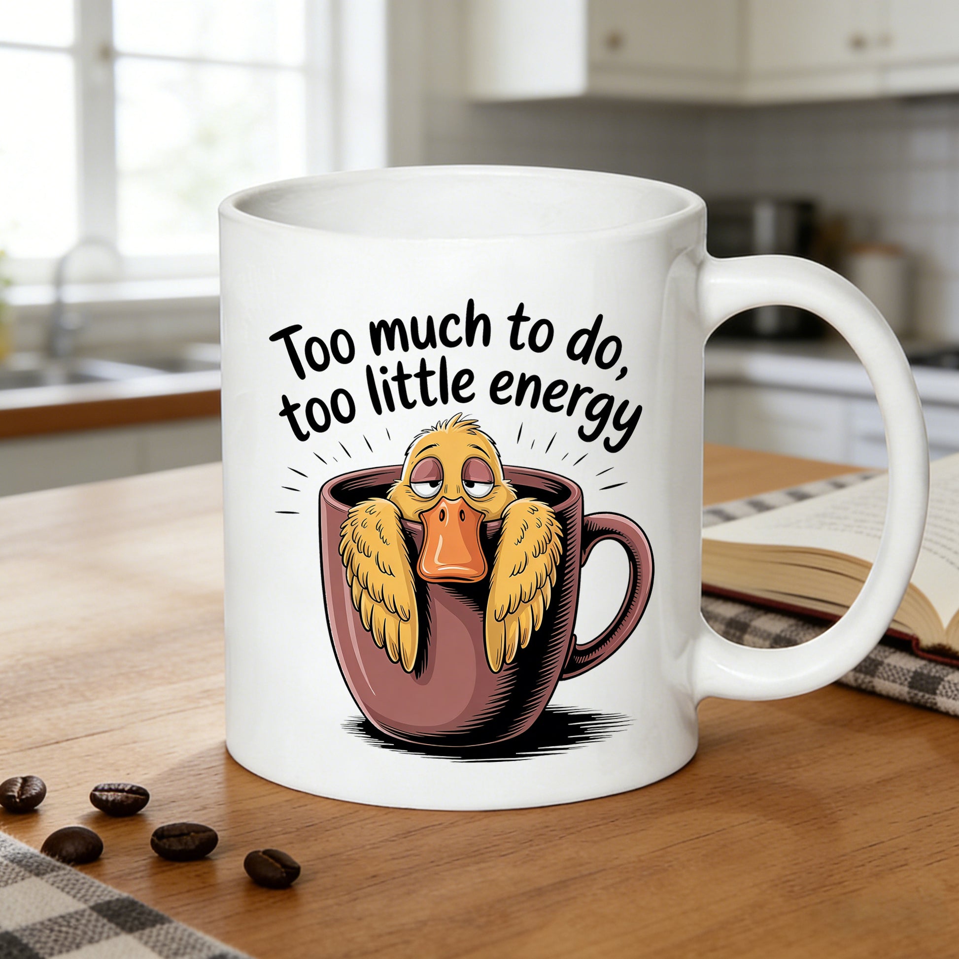 Tailorly White Ceramic 11 oz Mug - to do energy duck 11oz mug exhausted duck in coffee cup design gift for _2ee5a9444ebb4beca8ec9183f8f5b705