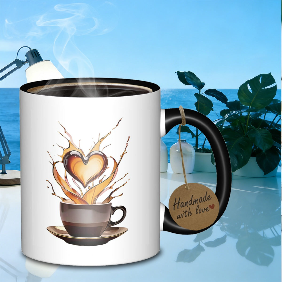Tailorly Black Accent 11 oz Mug - a splash of coffee