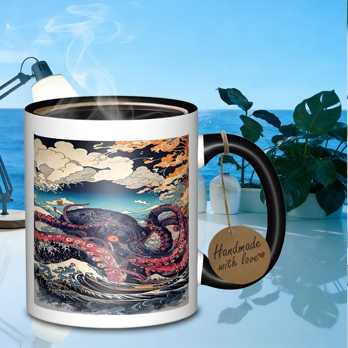 Tailorly Black Accent 11 oz Mug - enormous octopus