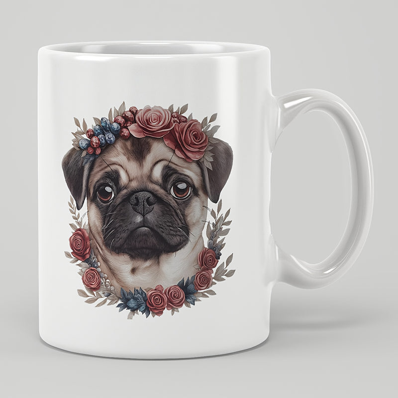 Tailorly White Ceramic 11 oz Mug - humorous art cute pug dog