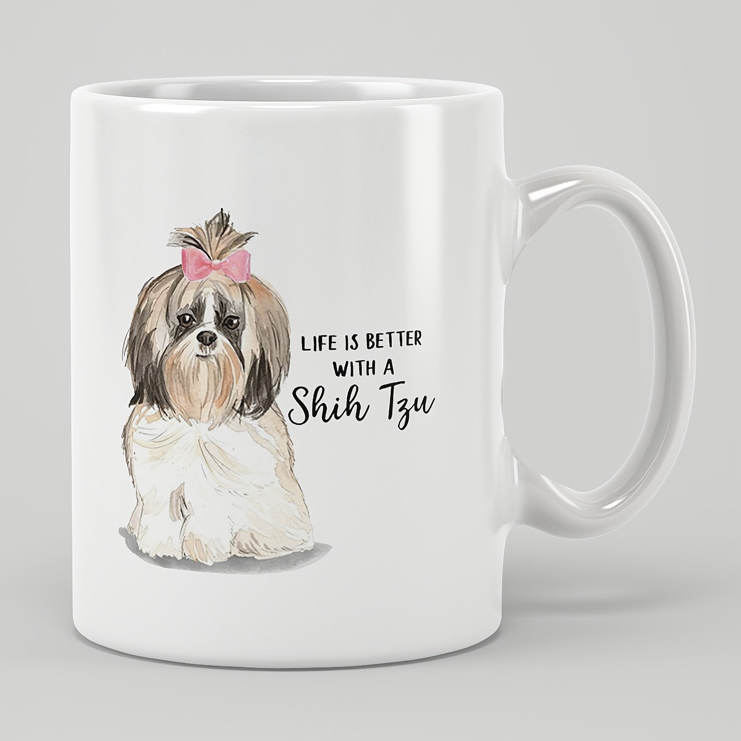 Tailorly White Ceramic 11 oz Mug - a shih tzu