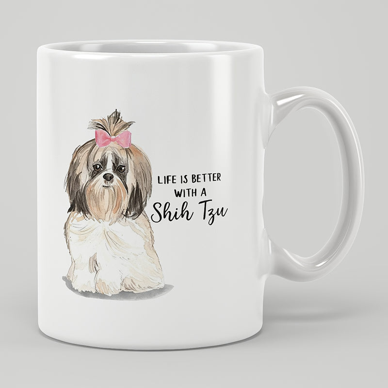 Tailorly White Ceramic 11 oz Mug - a shih tzu