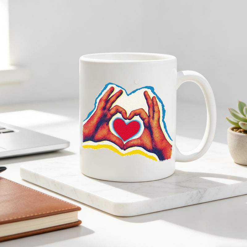 Tailorly White Ceramic 11 oz Mug - retro heart