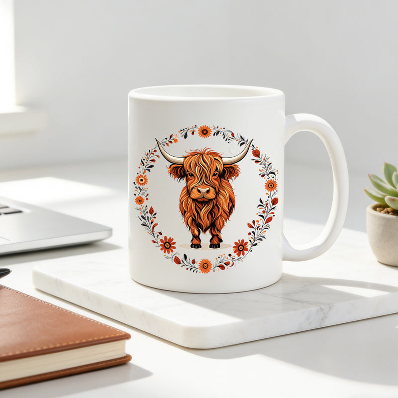Tailorly White Ceramic 11 oz Mug - sunflower