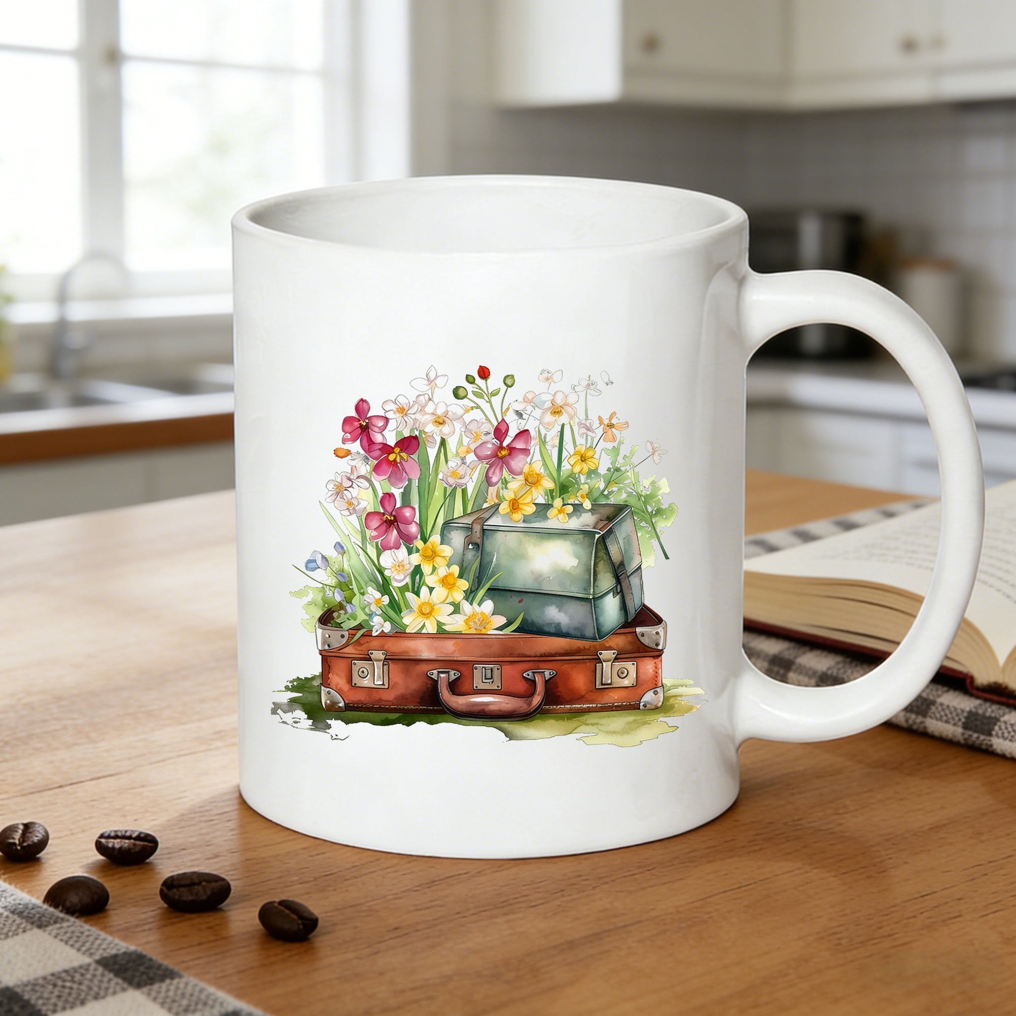 Tailorly White Ceramic 11 oz Mug - wildflowers