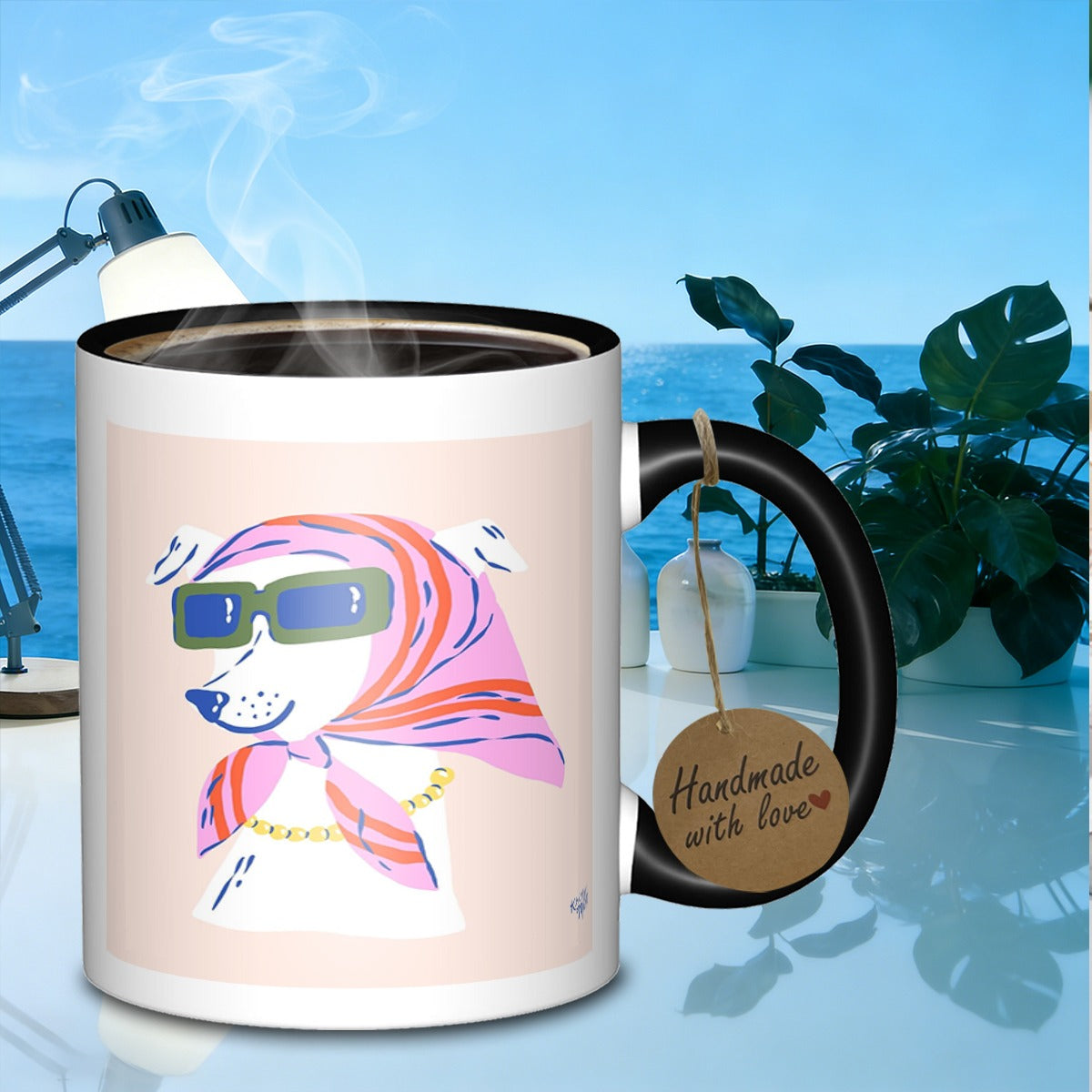 Tailorly Black Accent 11 oz Mug - artwork sturdy and fashionable ceramic tea cup and coffee mug everyday use and travel a great