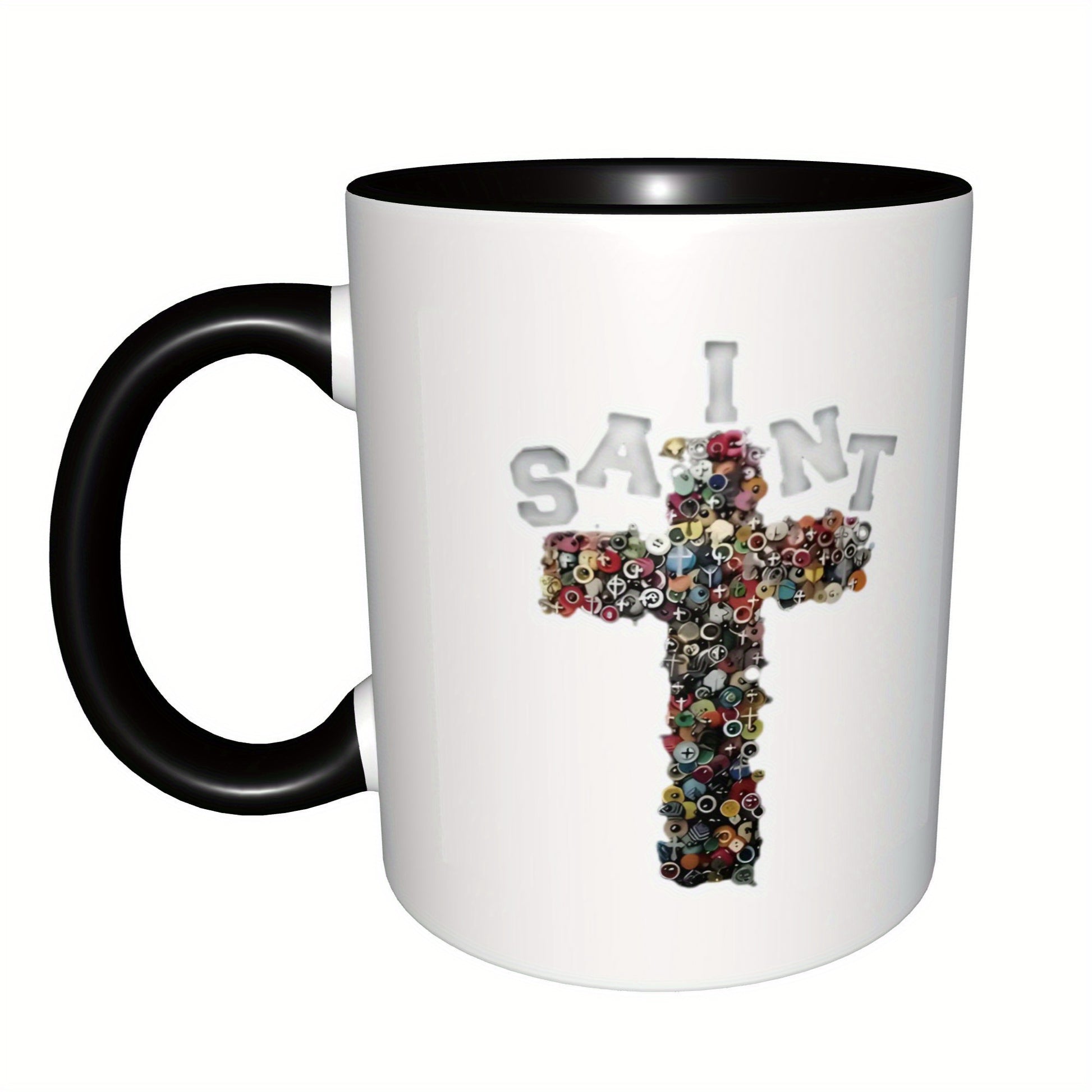 Tailorly Black Accent 11 oz Mug - mosaic cross design