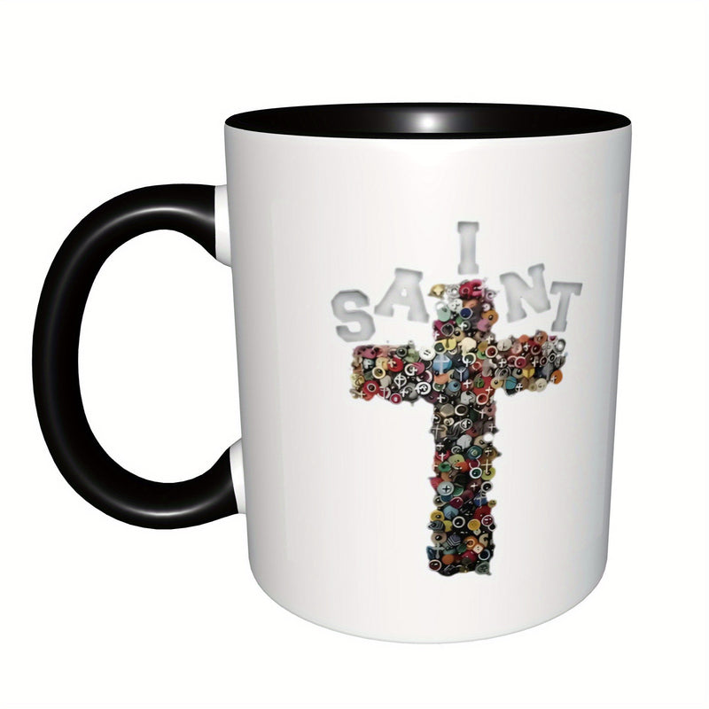Tailorly Black Accent 11 oz Mug - mosaic cross design