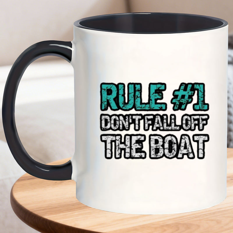 Tailorly Black Accent 11 oz Mug - funny "don't fall off" text