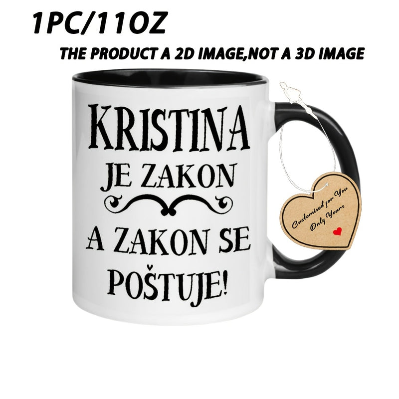 Tailorly Black Accent 11 oz Mug - 1pc Humorous Ceramic Mug for Restaurant and Business 11oz (360ml) Coffee Cup for Beverages Gifts for Women