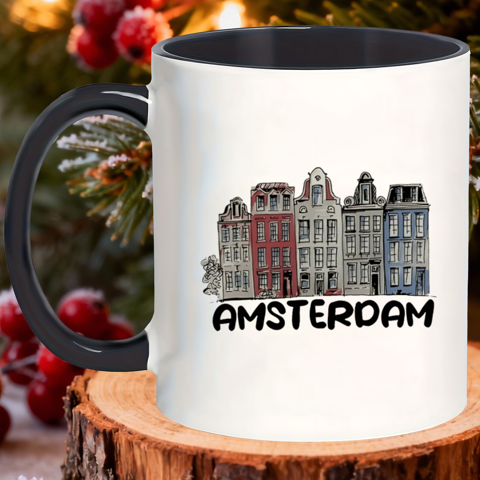 Tailorly Black Accent 11 oz Mug - ergonomically designed mugs for while working at your desk reading in or sipping drinks while on
