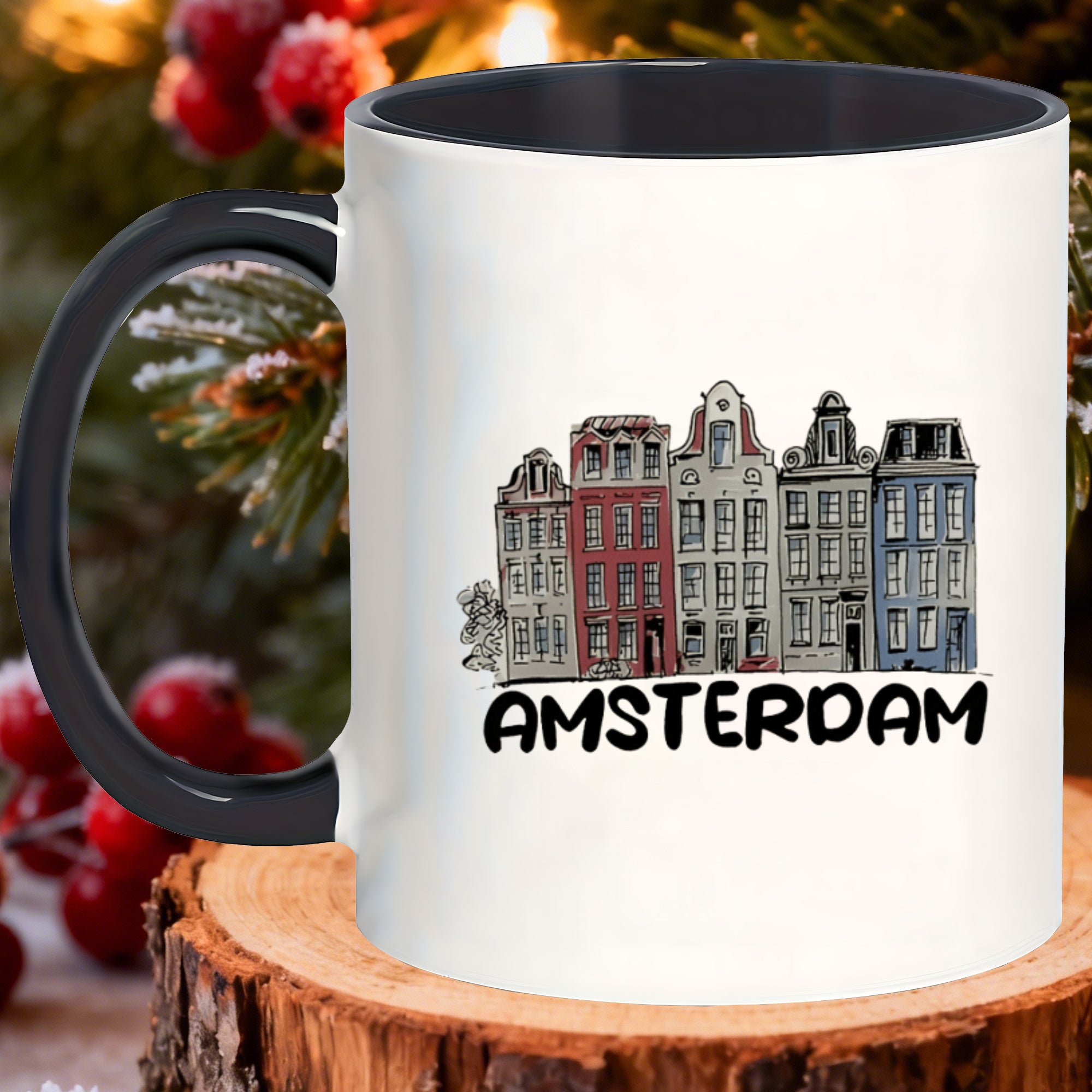 Tailorly Black Accent 11 oz Mug - ergonomically designed mugs for while working at your desk reading in or sipping drinks while on