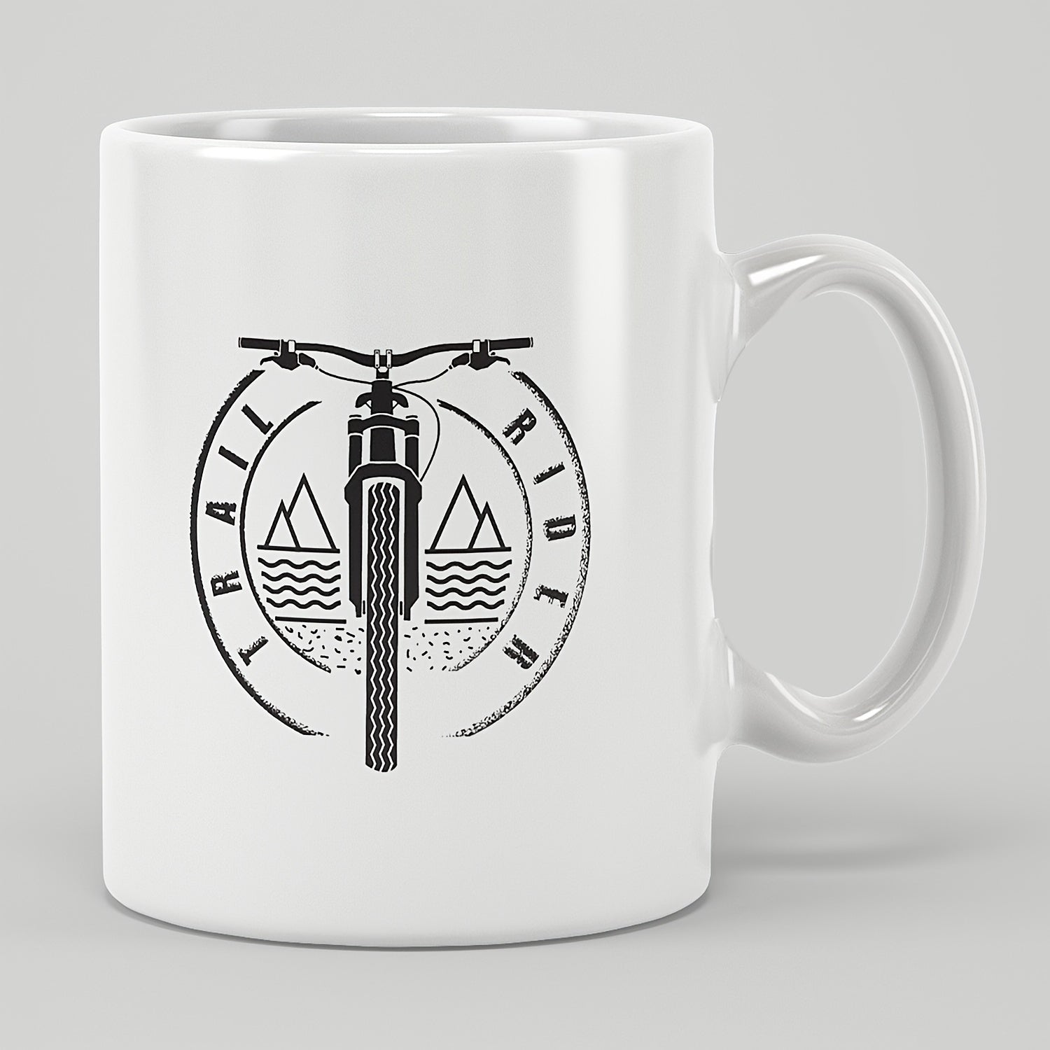 Tailorly White Ceramic 11 oz Mug - humorous art ergonomic handle office bike enthusiasts cyclists