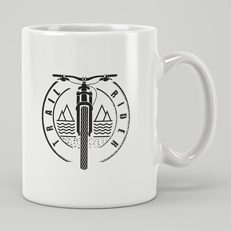 Tailorly White Ceramic 11 oz Mug - humorous art ergonomic handle office bike enthusiasts cyclists