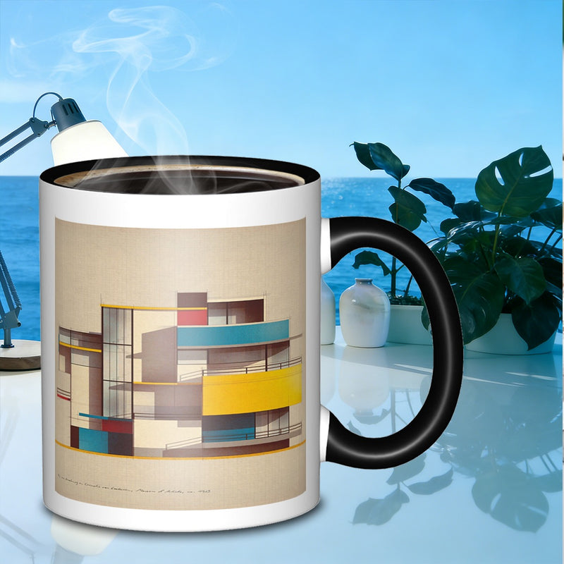 Tailorly Black Accent 11 oz Mug - bauhaus architectural sketch