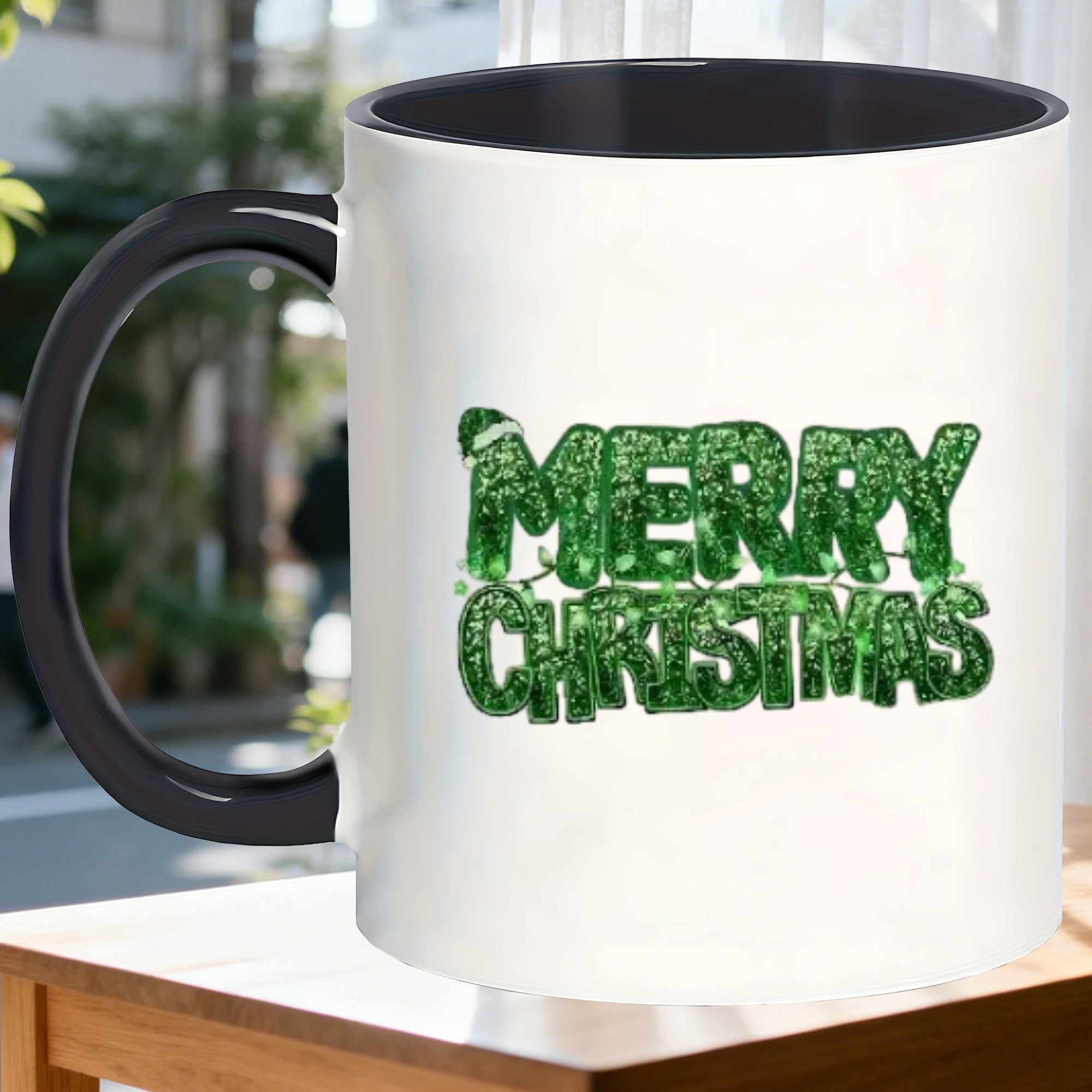 Tailorly Black Accent 11 oz Mug - christmas text