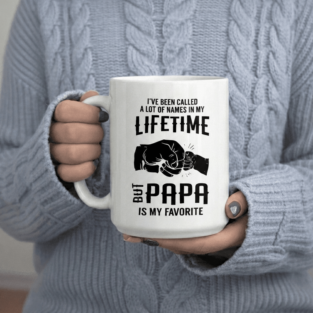 Tailorly White Ceramic 11 oz Mug - Names In My But Papa Is 11oz Printed Ceramic Mug Food Grade Ceramic Scratch-Resistant Print Ceramic