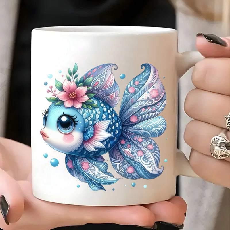 Tailorly White Ceramic 11 oz Mug - boho paisley