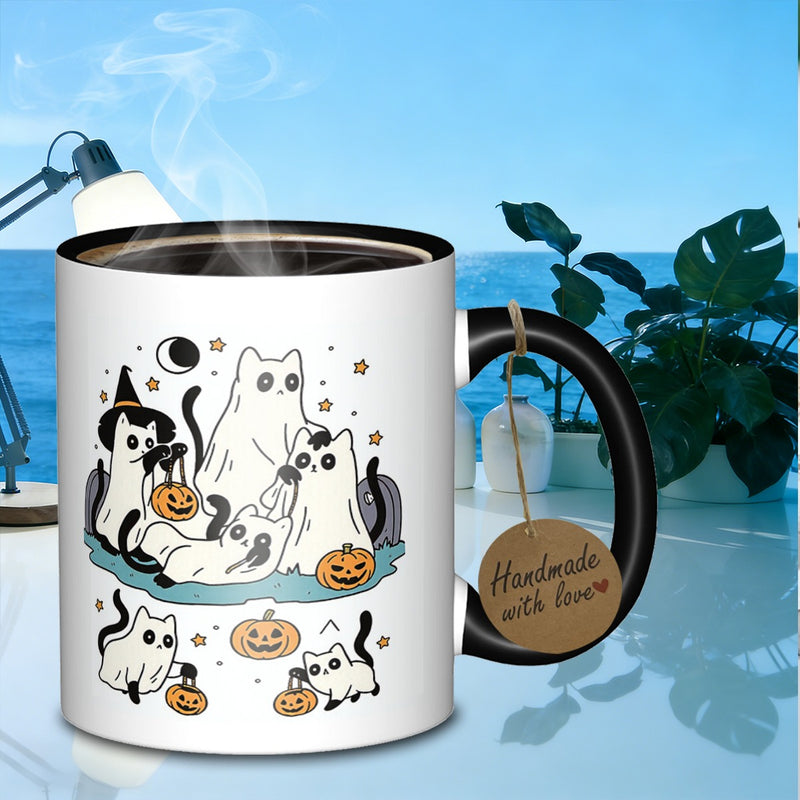 Tailorly Black Accent 11 oz Mug - spooky feline costumes