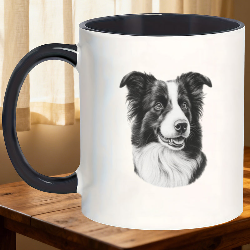 Tailorly Black Accent 11 oz Mug - border collie