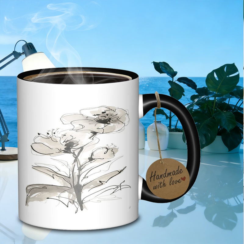 Tailorly Black Accent 11 oz Mug - floral drawing