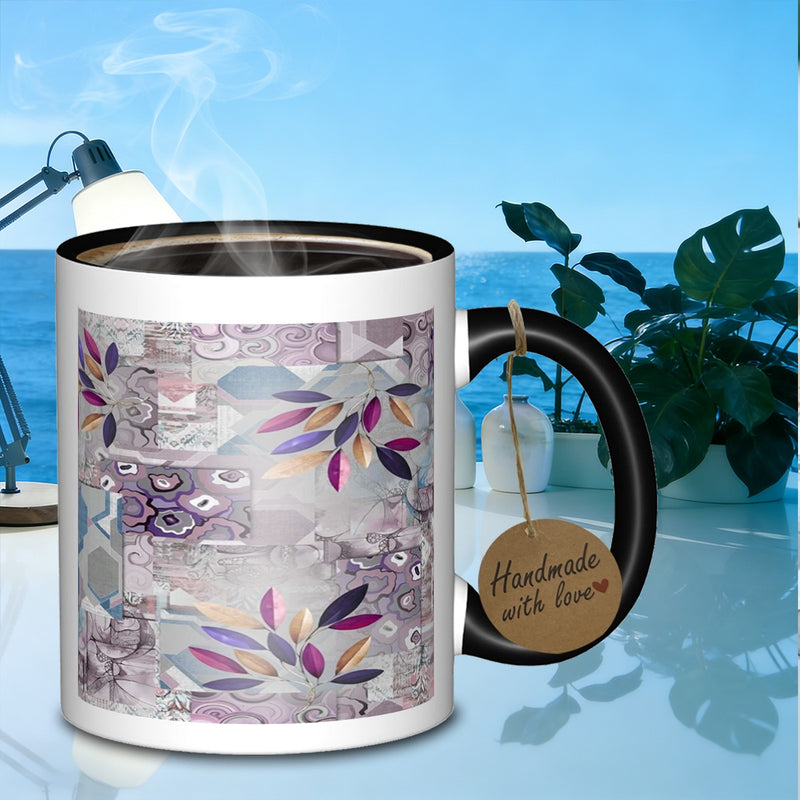 Tailorly Black Accent 11 oz Mug - leaf arrangement
