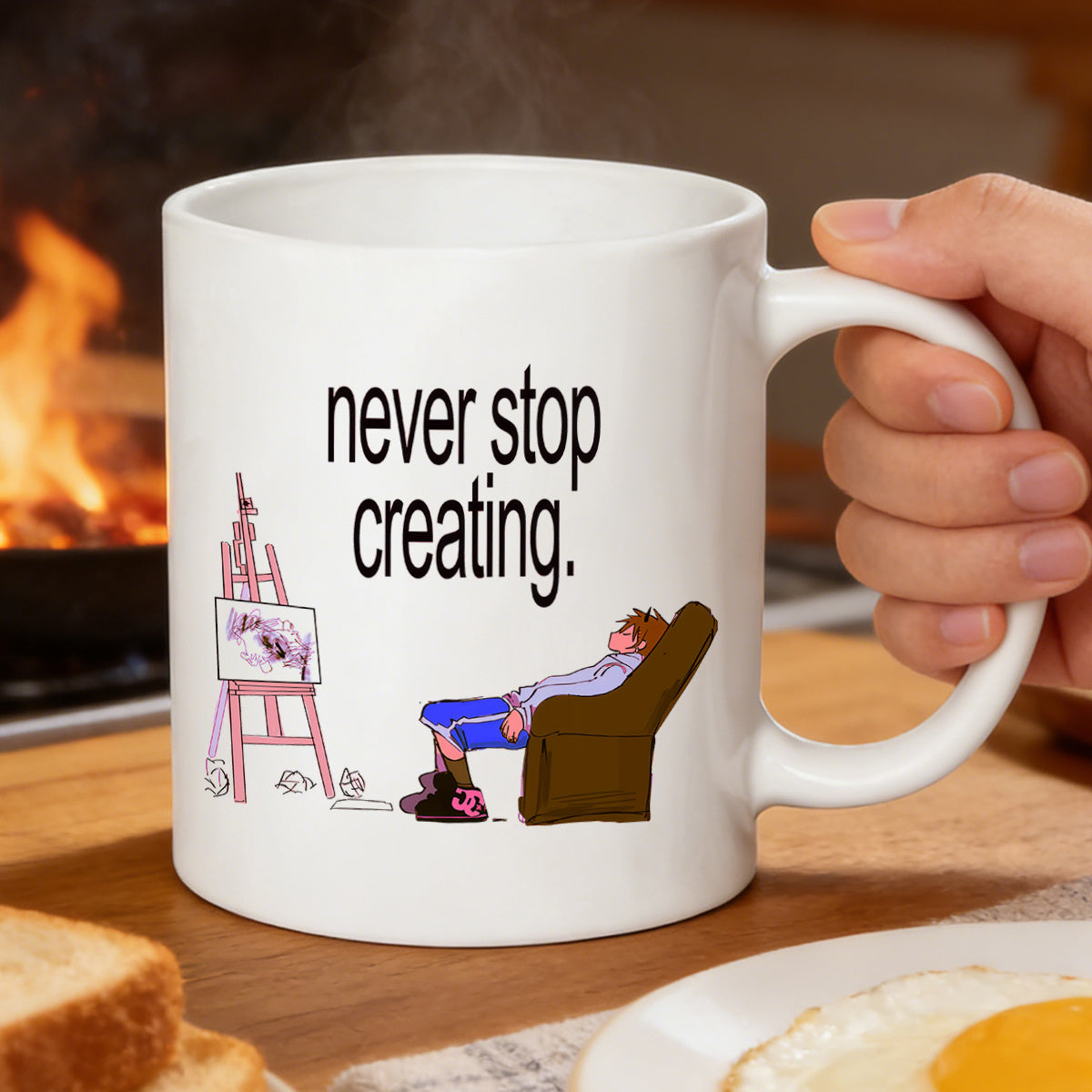 Tailorly White Ceramic 11 oz Mug - artist easel design